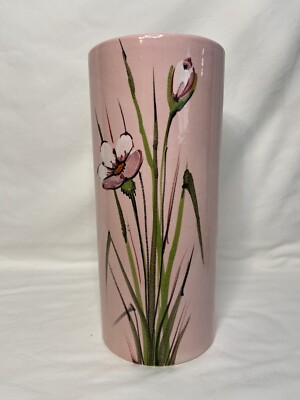 VASE Bitosi Londi Raymor Italian Pink Pottery Cylindrical 10  Tall Vintage *READ