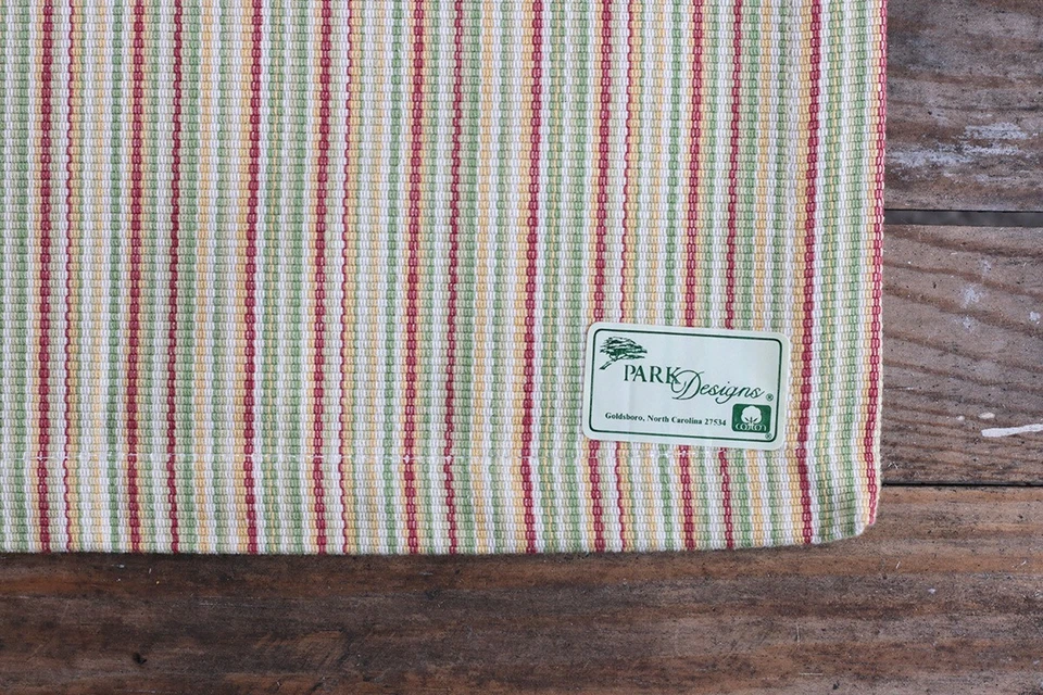 Placemats Set of 4 Park Designs Herb Garden Green yellow White Striped Cotton - Image 4 of 4