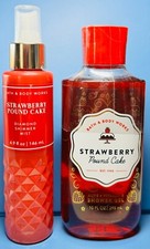   AVE  STRAWBERRY POUND CAKE  2PC GIFT SET  Bath  Body Works  SHIPS FREE 