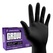 200 Black Latex Gloves - Large 5.5 mil Exam Disposable Powder Free Medical