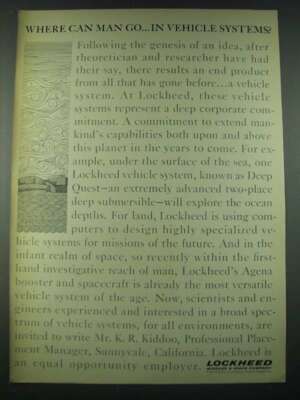 1965 Lockheed Missiles & Space Company Ad - Where Can Man Go in Vehicle Systems?