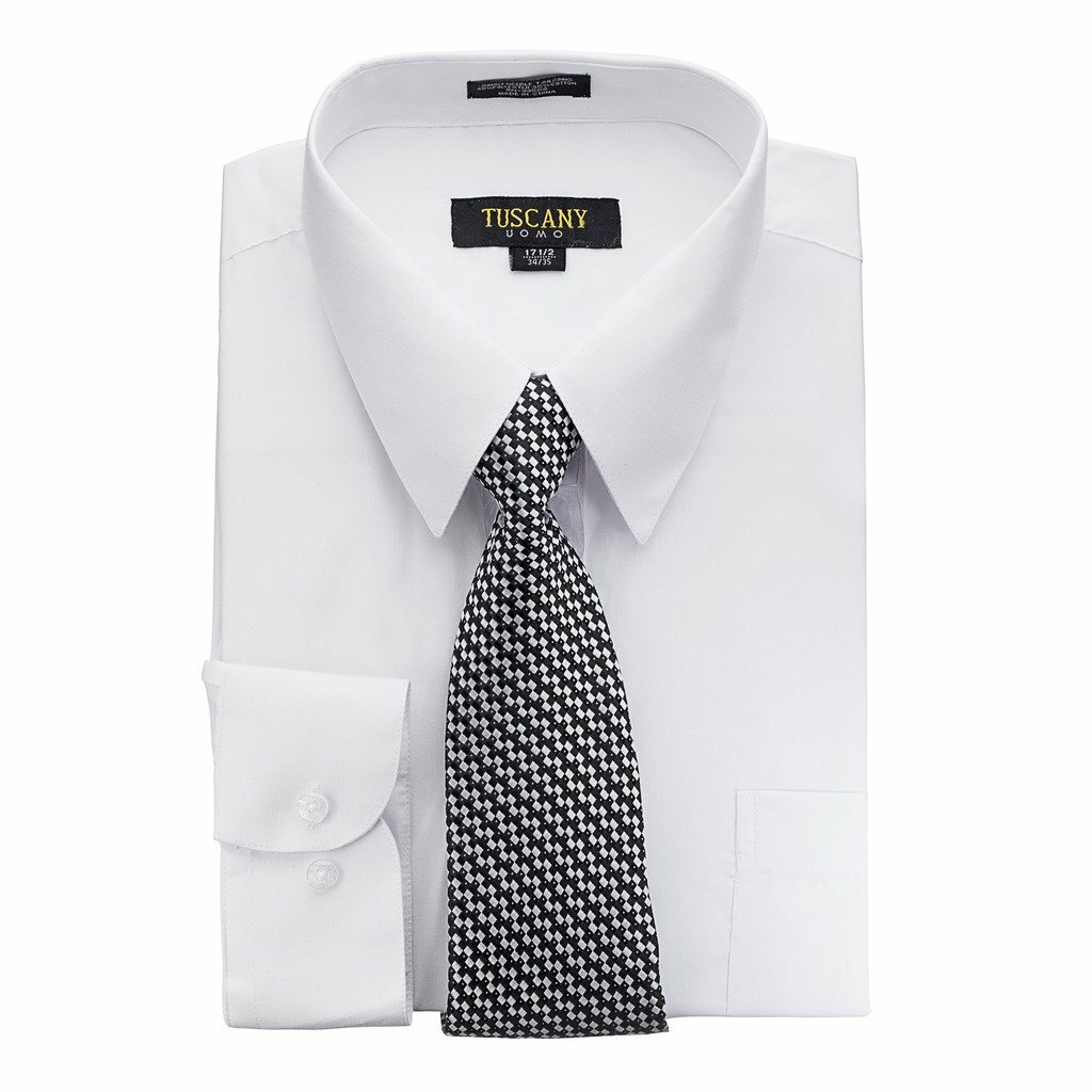 Men's Dress Shirts With Matching (Random design) Tie Set Cotton Blend