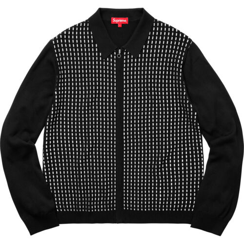 Supreme Dashes zip up knit polo black | labiela.com