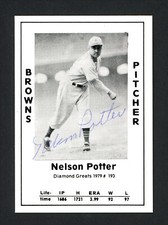 Nelson Potter Autographed 1979 Diamond Greats Card #193 St. Louis Browns 165690