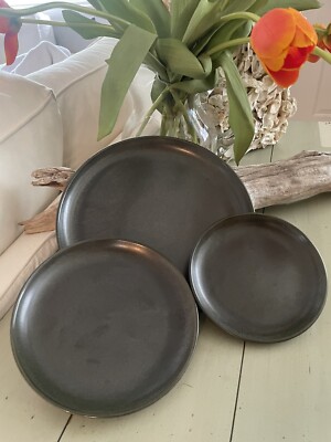 Set of Fortessa Vitraluxe Heirloom Charcoal Matte Dinner, Salad Bread  Plates