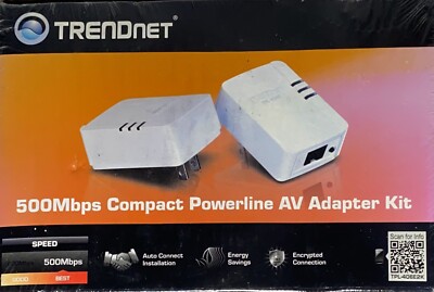 TRENDnet 500Mbps Compact Powerline AV Adapter Kit TPL-406E2K New & Sealed