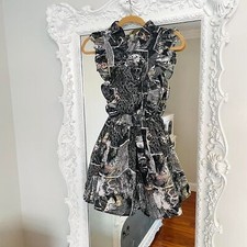 SALE New York Couture Handmade VINTAGE Fabric Cheetah Ruffle Bib Dress