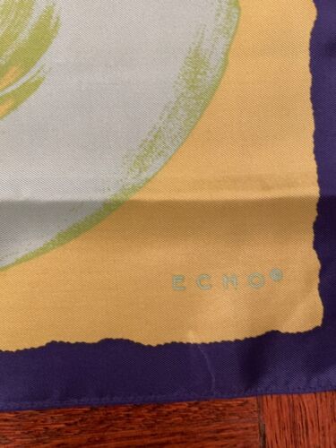 Vintage Echo 100% silk Geometric Abstract Circle Square 34 x 34 scarf - Picture 2 of 7