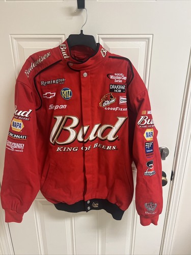 Dale Earnhardt Sr. Chase Authentics NASCAR Budweiser RED Racing Jacket XL - 第 1/9 張圖片