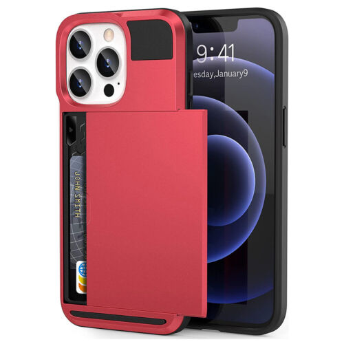 For iPhone 11 12 13 14 15 Slide Card Holder Case Hybrid Shockproof Wallet Cover - Picture 16 of 22