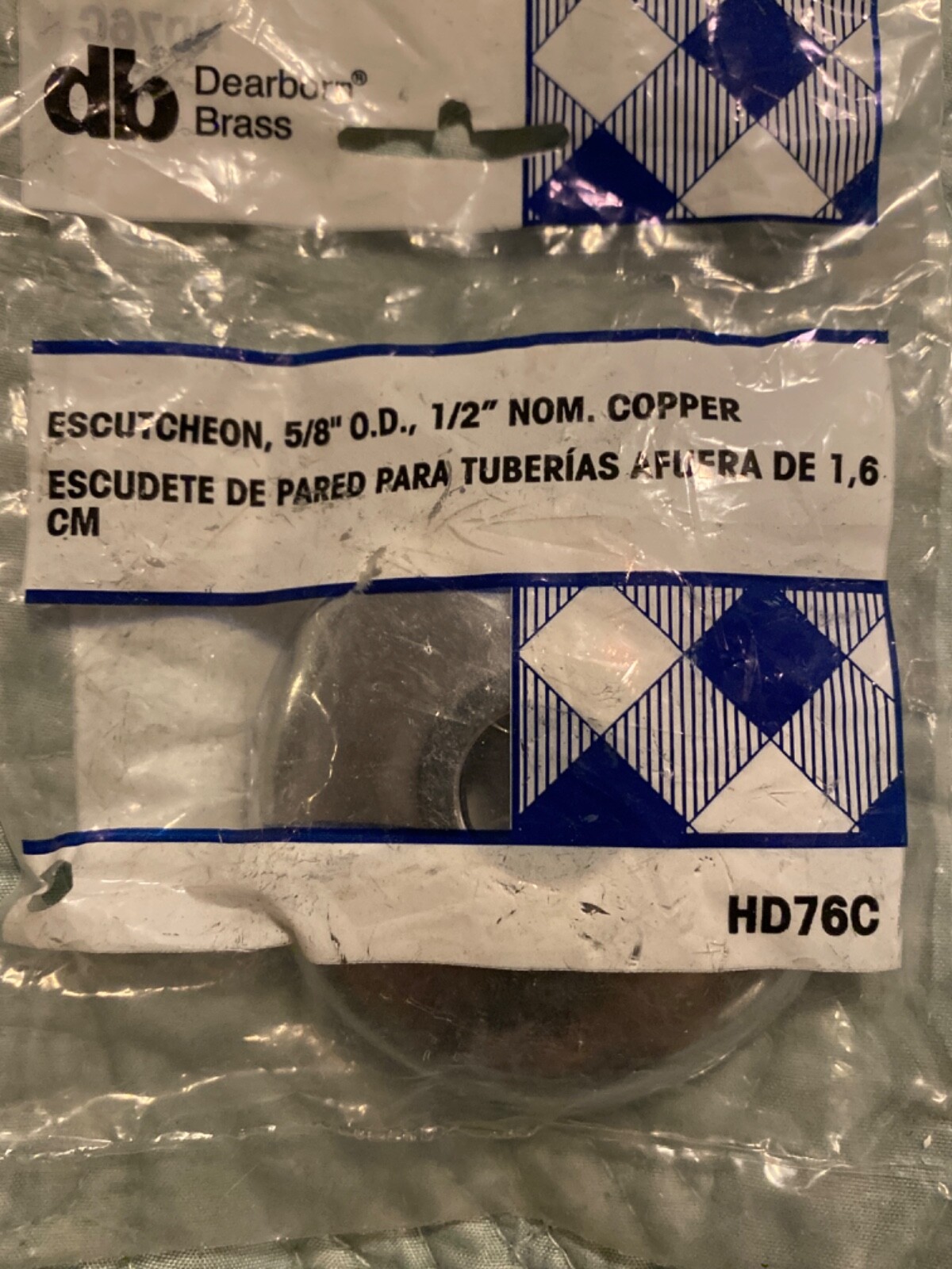 DB Dearborn Brass Escutcheon 5/8" O.D., 1/2" Nom. Copper