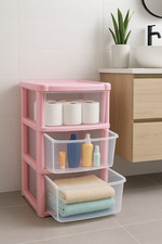 Plastic Storage Tower 3 Drawers Unit Organizer Home Office School Storage Chest