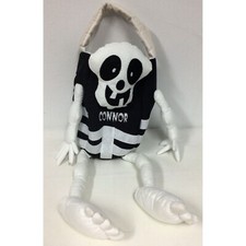 Halloween Trick Or Treat Skeleton Basket Bag Personalized Connor Black White