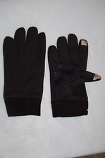 Mens Winter Gloves SOFT BLACK FABRIC Texting Smartphone Fingertips