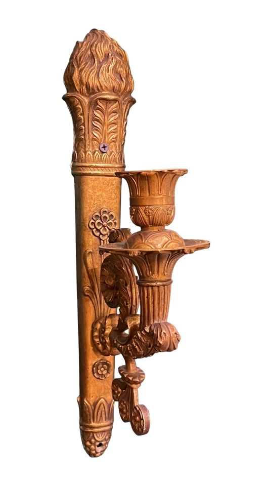 Pair Antique French Empire Torch Form Sconces Wall Lights Foto 2 de 4