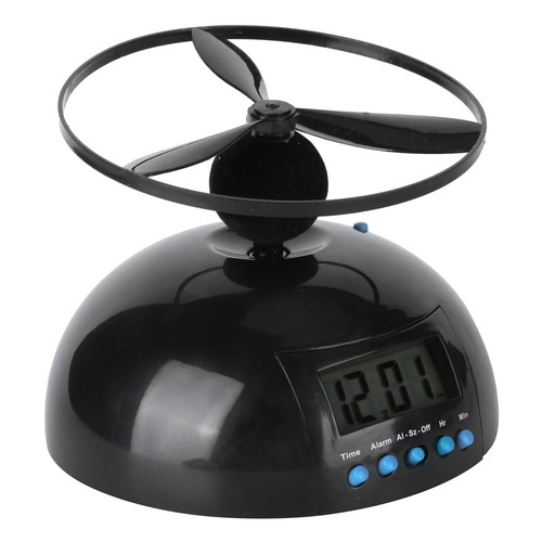 DO Alarm Clock Novelty Flying LCD Digital Portable Mini Round Propeller - Picture 9 of 12