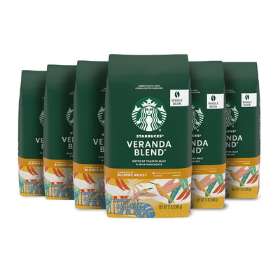 Whole Bean Coffee,  Blonde Roast Coffee, Veranda Blend, 100% Arabica, 6 Bags (12