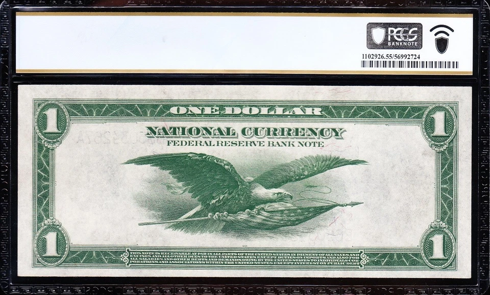 Amazing Crisp HIGH GRADE 1918 $1 New York FRBN Note! PCGS 55! FREE SHIP! 34267A - Image 3 of 3