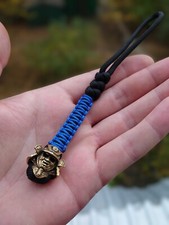 550 Paracord Samurai Knife Lanyard Multicolor with Brass Bead Samurai Helmet