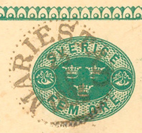 SWEDEN 1894 "MARIESTAD" K1 on 5 (FEM) ÖRE Postal Stationery Postcard - Picture 2 of 2