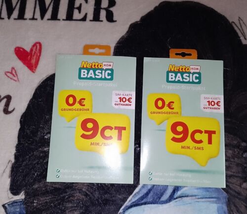 2 NettoKom Prepaid Sim Karten mit 10,00 € Startguthaben