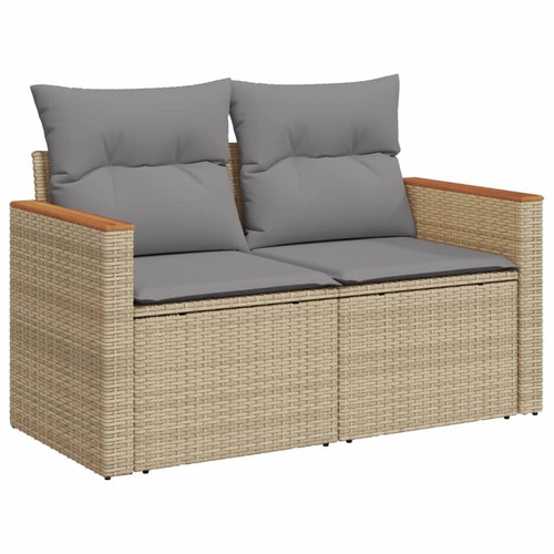 vidaXL 5 Piece Garden Sofa Set with Cushions Mix Beige Poly Rattan - Picture 3 of 11