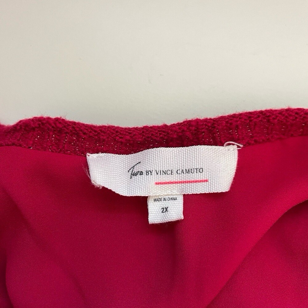 Two by Vince Camuto Solid Red Split Back V-neck K… - image 10
