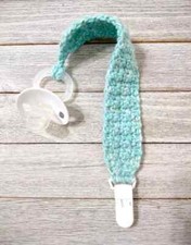 crochet handmade baby pacifier clip holder dummy strap blue ombre new