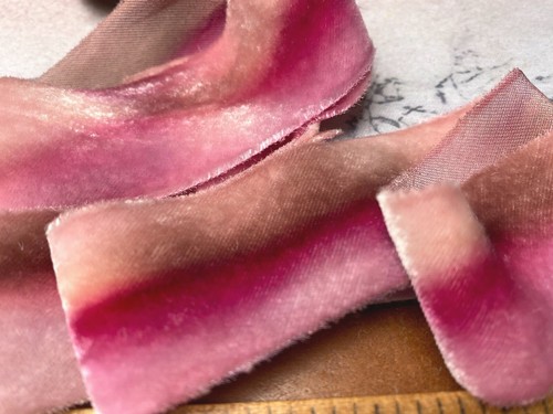 velvet hand dyed 1.5" rayon on bias trim ribbon made USA 38"pc lingerie - Picture 4 of 5