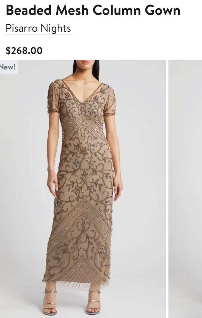 chanel beaded dress CHANEL Off Shoulder Sequin Bustier Satin Prom & Formal Dress Rose Gold / 6 USA main image 1