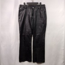 Vintage Metro Style 100 Leather Wide Leg Pants Women's 10 Black Boho Retro 90s