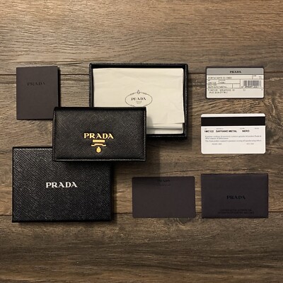 Prada Nero (Black) Saffiano Leather Card Holder Case | eBay