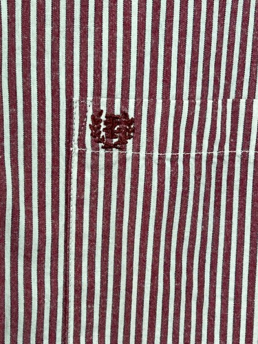 IZOD Dress Shirt Men's Size L Maroon/White Stripe Button Down Long Sleeve - Picture 2 of 9