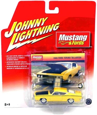 1:64 Johnny Lighting 1969 Ford Torino Talladega yellow/ black Mustang & Ford - Bild 1 von 2