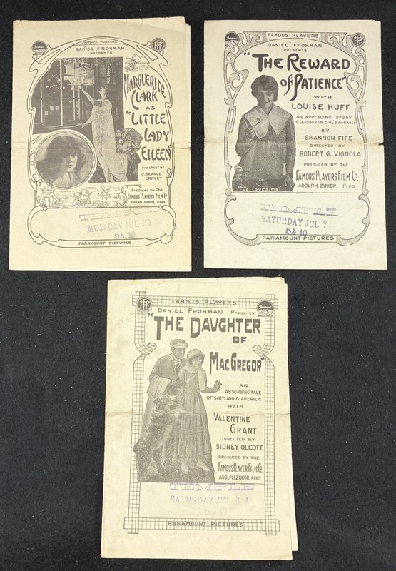 Lot 3 Silent Film Heralds Daniel Frohman Famous Players Paramount 1917-18