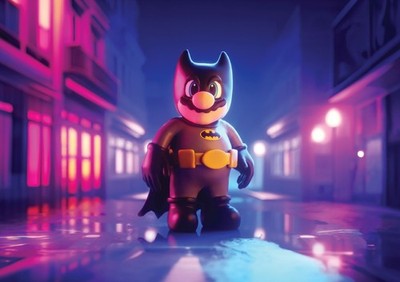 Mario als Batman Poster Druck Gaming Bild Nintendo Wandbild A1 A2 A3.