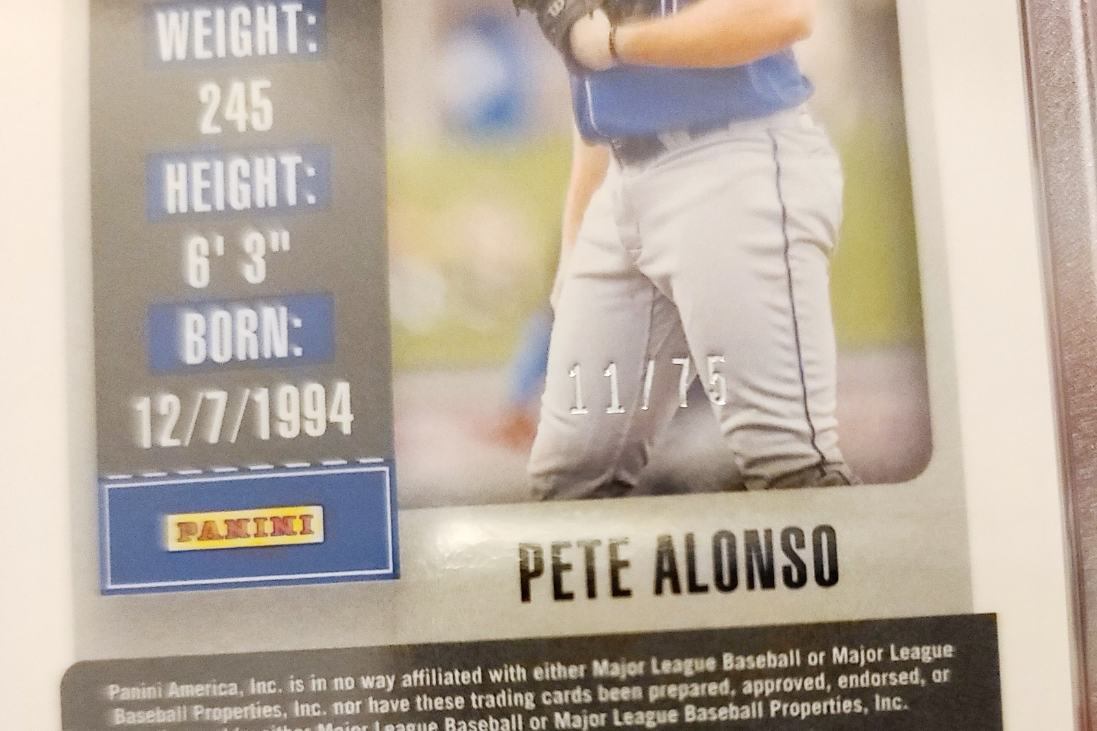 2019 PANINI CHRONICLES PETE ALONSO #1 PURPLE MOJO /75 (RC) PSA 10 view 3