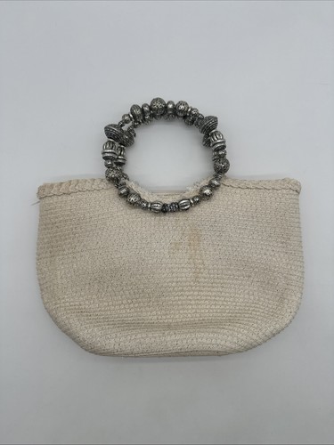 Cappelli Straworld Handbag  Corn Husk Straw Beaded Lined Satchel Purse Resort..