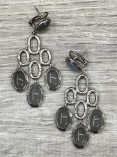 925 Sterling Silver John Hardy Gray Moonstone Chandelier Dangles Earrings 21.54g