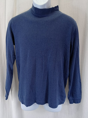 Croft & Barrow T-Shirt Men's Size S Blue Mock Neck Long Sleeve