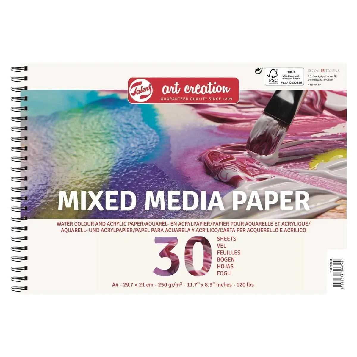 Skizzenbuch Ringblock Mixed Media Papier A4 250 g 30 Bogen für kreative Künstler
