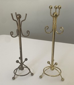 Vintage Dollhouse Miniature Lot Of 2 Brass  Coat Tree Coat Racks