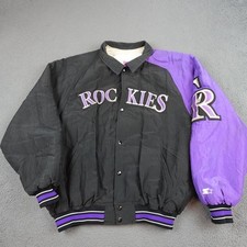 Vintage Colorado Rockies Jacket Mens XL Black Purple MLB Baseball Starter 90s