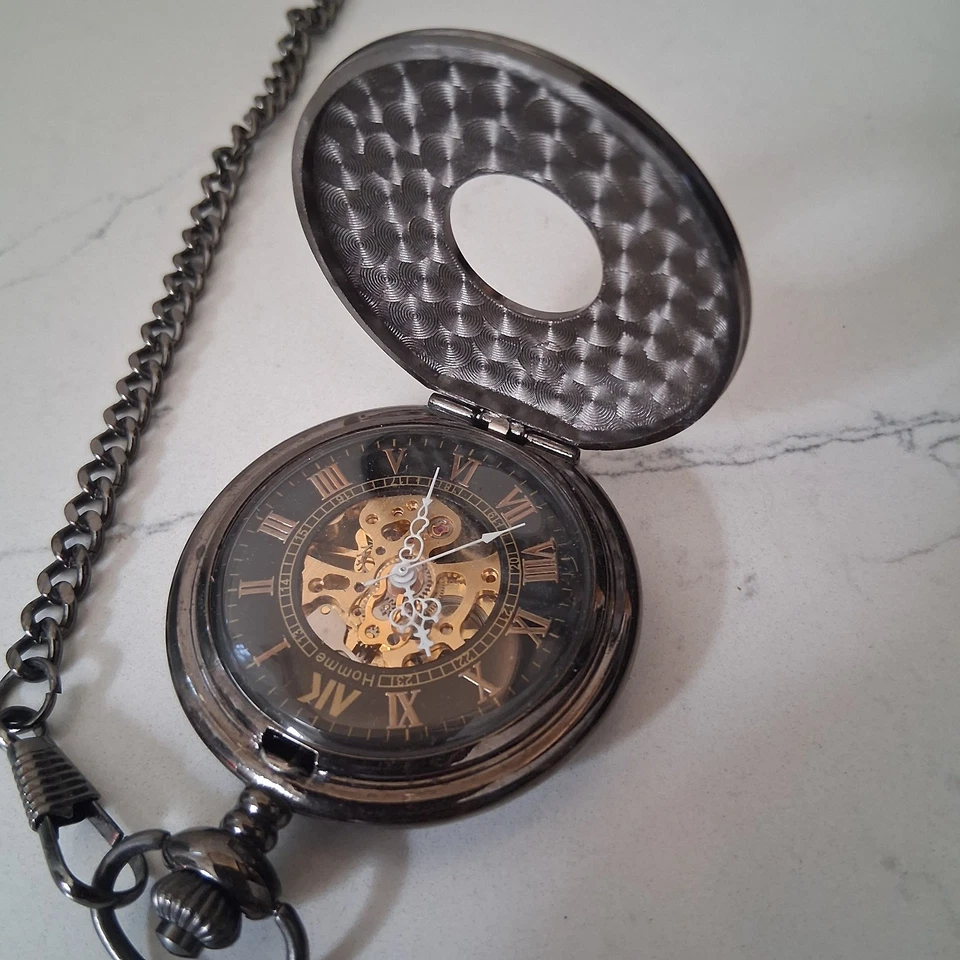 Reloj Bolsillo AK Homme Steampunk Número Romano Tono Bronce  Foto 4 de 4