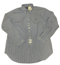 Ralph Lauren Blue Striped Dress Shirt Men's XL Classic Fit Button Down New NWT