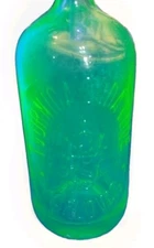 Slavic Vaseline Uranium Yellow Glass Siphon Seltzer Bottle  Karlovac, Serbia