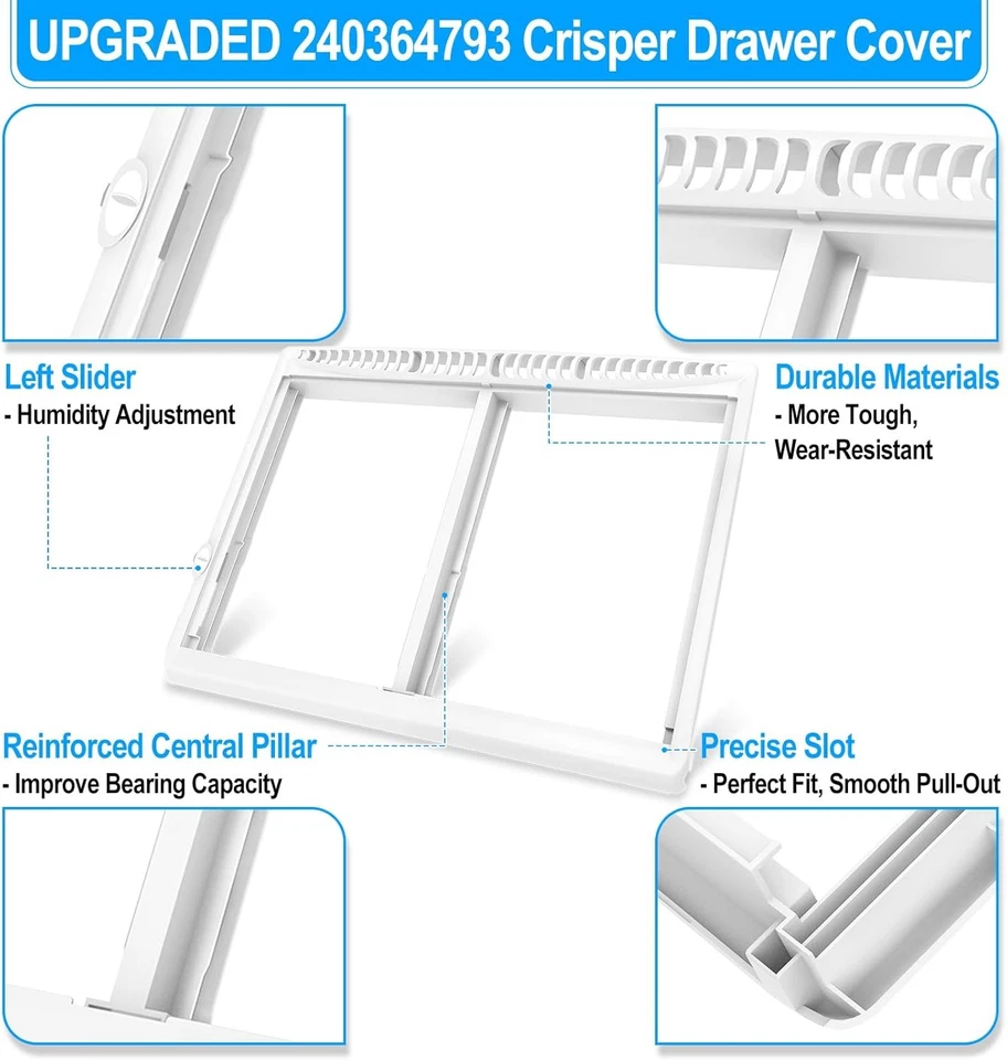 Nuevo 240364793 Marco de cubierta de cajón para refrigerador para Frigidaire 240364763 Foto 2 de 4