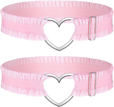 Adjustable Pink Lace Thigh Garters for Women - 2 Pack Plus Size