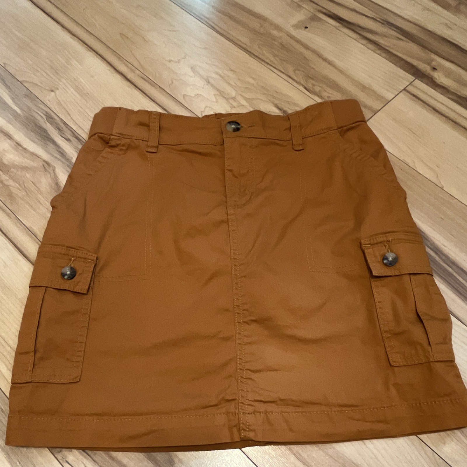 Lee Women's Brown Cargo Skort Skirt Size 4 Short Lined Pockets Button