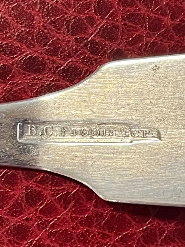 Antiq. Moneda de 8,25" cuchara de plata firmada a.C. Frobisher Hecho en Boston 1815-1825 Foto 4 de 4